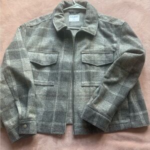 Old Navy Woman’s Gray Plaid Zip-Front Field Jacket cropped